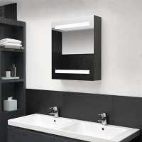 vidaXL Armario de baño con espejo LED blanco brillante 50x14x60 cm en color Blanco brillo/Negro brillo/Gris brillo y más | almacenamiento funcional diseño moderno para baño dormitorio sala - details 6