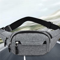 Bolsa De Cintura Impermeable Para Hombres Y Mujeres Bolsa De Deporte Al Aire Libre De Lona Con Cierre De Cremallera Color Sólido Bolsa Bandolera Unisex - details 4