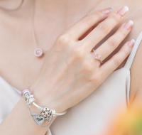PANDORA Anillo de corazón de oro rosa Hengyao con diseño de corazón de amor en oro rosa, regalo de San Valentín para novia - details 0