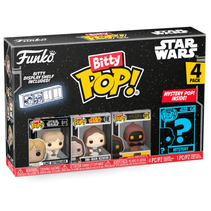 Blister 4 figuras Bitty POP Star Wars LukeFigura  Coleccionable - Idea de Regalo- Mercancia Oficial - Juguetes para Niños y Adultos - Movies Fans - Muñeco para Coleccionistas y Exposición - 1