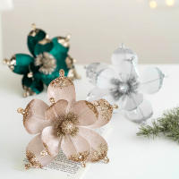 Flores Artificiales De Glitter 20cm Cabezas De Flor Magnolia Con Lentejuelas Para Decoración De Mesa En Vaso Y Fiestas Cumpleaños Bodas - details 2