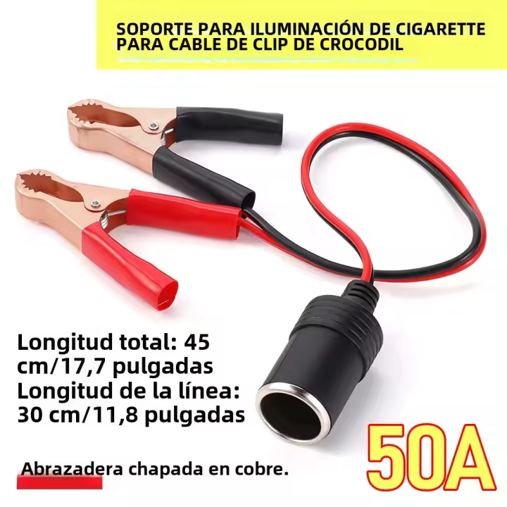 Adaptador De Enchufe Para Batería De Coche 12V 50A Clavija Femenina Accesorios Para Batería Terminal De Clips Para Luz Del Cigarrillo - 1