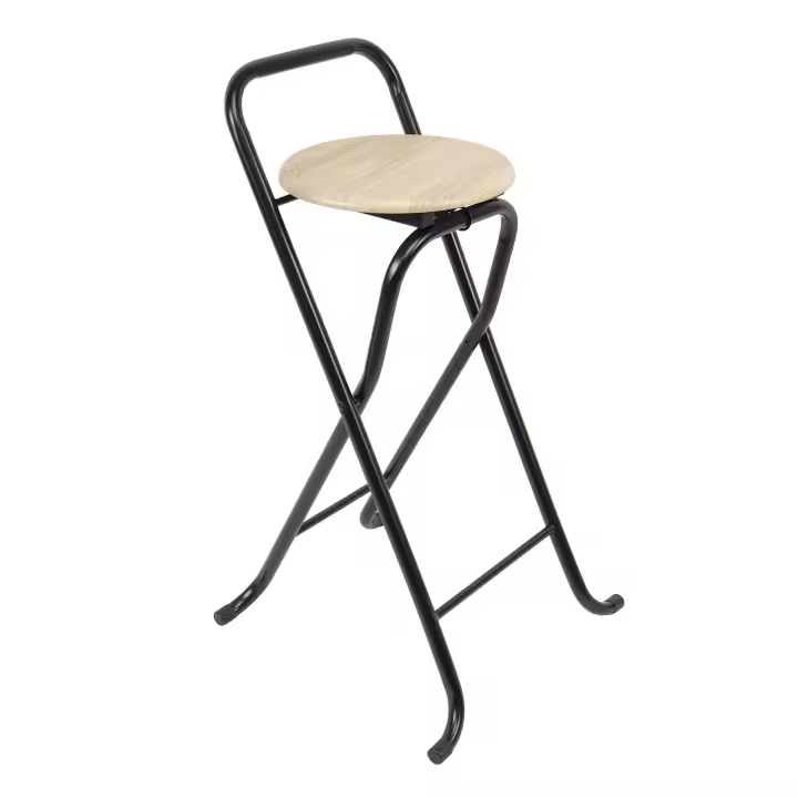 The Secret Home - Taburete Plegable con Respaldo de Metal y Madera - 1