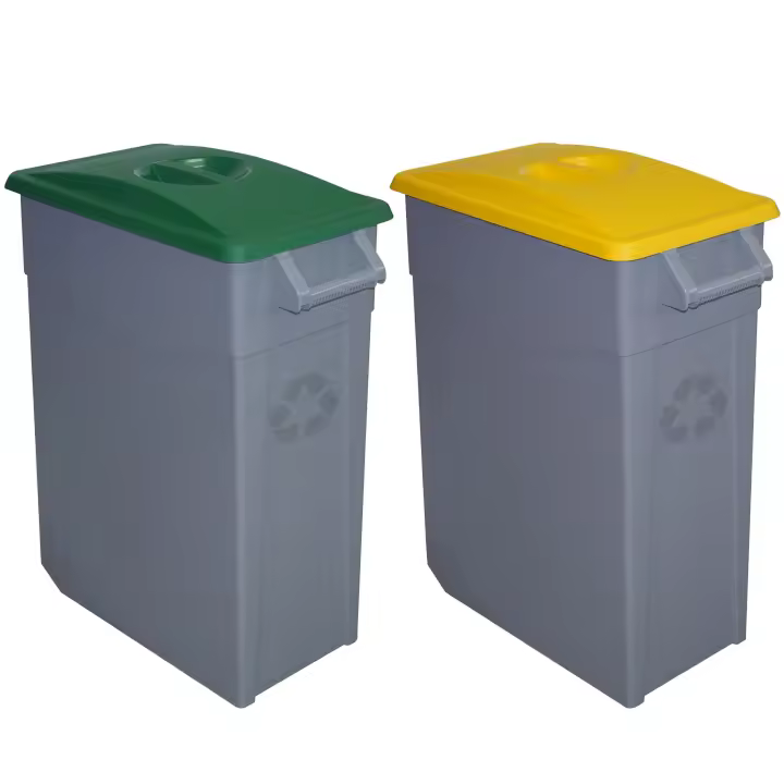 Denox Pack Reciclaje Contenedor Zeus 65L Cerrado X2 Colores Verde y Amarillo - 1