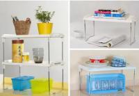 Juego de 2 Estantes Plegables ,Multiuso, Estanteria de Almacenamiento, Estanteria Baño, Apilable, Estanteria Organizador Cocina ,Armario, Encimera ,Oficina, en color Blanco  38,5 x 13,5 x 17 cm - details 0