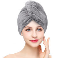 Toalla De Microfibra Gris Para Pelo Húmedo Turbo Secado Para Pelo Rizado Mujeres Niñas Antirrevuelto - details 0