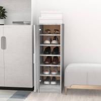 vidaXL Mueble Zapatero Contrachapada 32x35x92 cm Armario Pasillo Banco Color Blanco,  Blanco brillante,  Gris hormigón - details 8