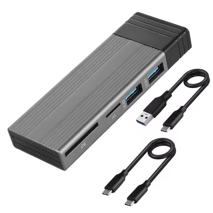 Carcasa De SSD M2 NVME NGFF Con Hub USB C 10Gbps Adaptador Para Desktop Y Laptop Lectura SD TF USB 2.0 Splitter Dock Aluminio - 1