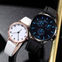 Set De 4 Relojes De Lujo Para Parejas Moda Casual Dial De Hombre Correa De Cuero Reloj De Cuarzo Para Mujer Y Hombre - details 4