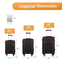 S7 STAR Maletas Tela Juego 3pcs de Viaje, Set 3 Cabina Blanda Maleta Extensible, Equipaje Ligero Expandible con 4 Ruedas Giratorias 360°, Maleta Trolley Gran Capacidad Color Puro - details 1