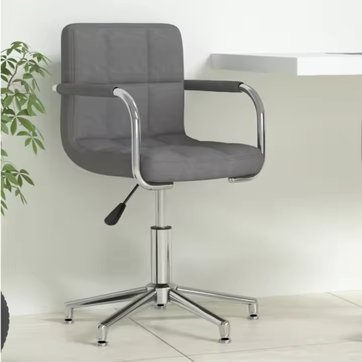 vidaXL Silla de oficina giratoria tela gris oscuro - 1
