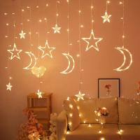 Curtain Garland LED De Estrella Y Luna Para Decoración De Eid Mubarak Y Ramadan Adorno De Navidad Para Casa Y Eventos Musulmanes Decoración De Fiesta Islámica - details 11