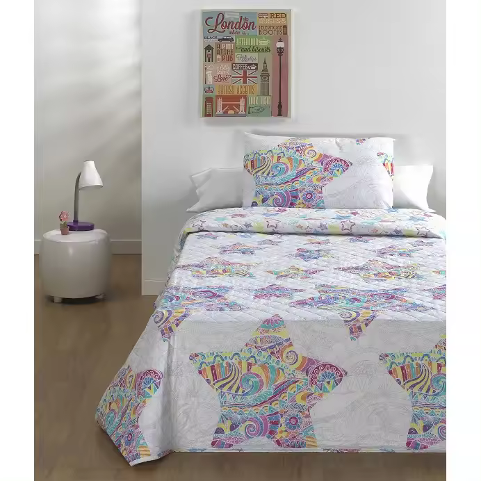 DHESTIA HOME Colcha Bouti Infantil Estrellas Starlet de Rombo y Mandala - 1