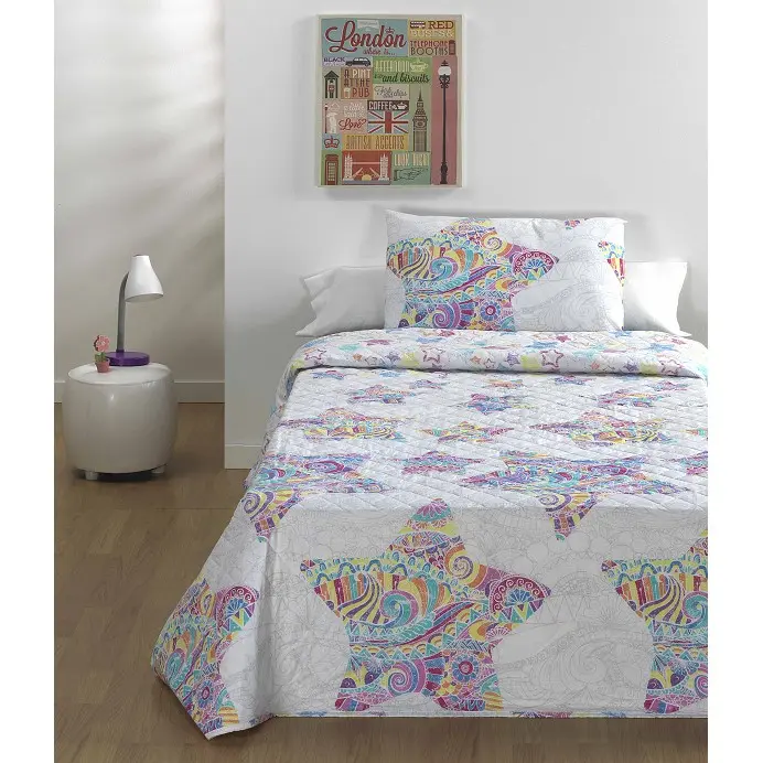 DHESTIA HOME Colcha Bouti Infantil Estrellas Starlet de Rombo y Mandala - 1