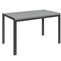 Outsunny Mesa de Comedor de Jardín de Ratán Sintético Mesa de Terraza Exterior con Estructura de Metal Resistente a Intemperie 120x70x72 cm Gris y Negro - details 0