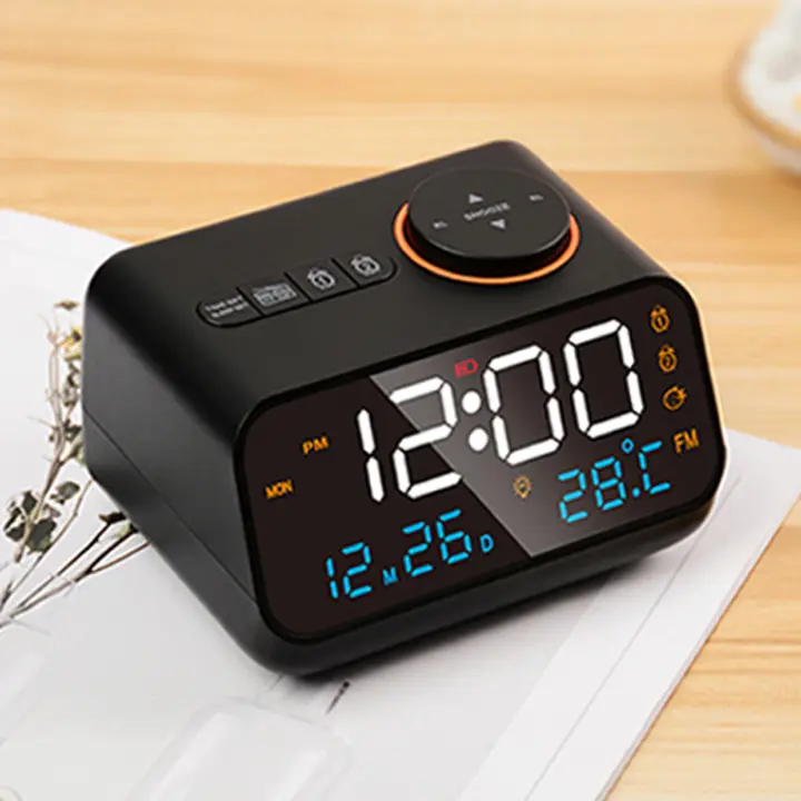 Reloj De Alarma LED Con Radio FM Para Lado De Cama Moderno Calendario Digital Con Termómetro Y Higrómetro Para La Mesa - 1