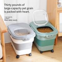 Contenedor De Almacenamiento Para Alimentos Para Perros Y Gatos Colapsable 13/33LB Caja De Alimentos Para Gatos Con Tapa Airtight Para Cocina Granos Y Arroz - details 4