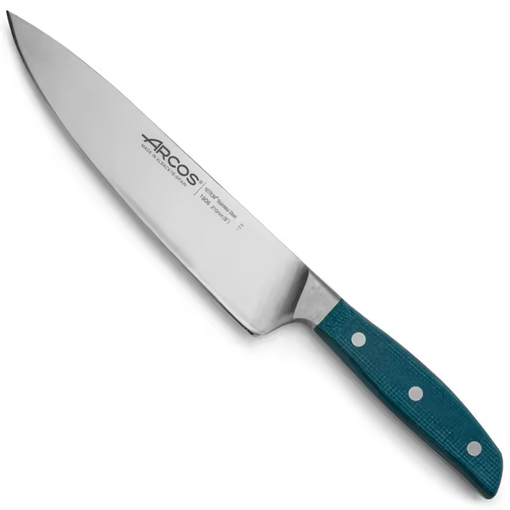 ARCOS Brooklyn - Cuchillo Cocinero (210 mm) - Hoja de Acero Inoxidable Forjado Nitrum® - Mango de Micarta Tonos Azulados - 1