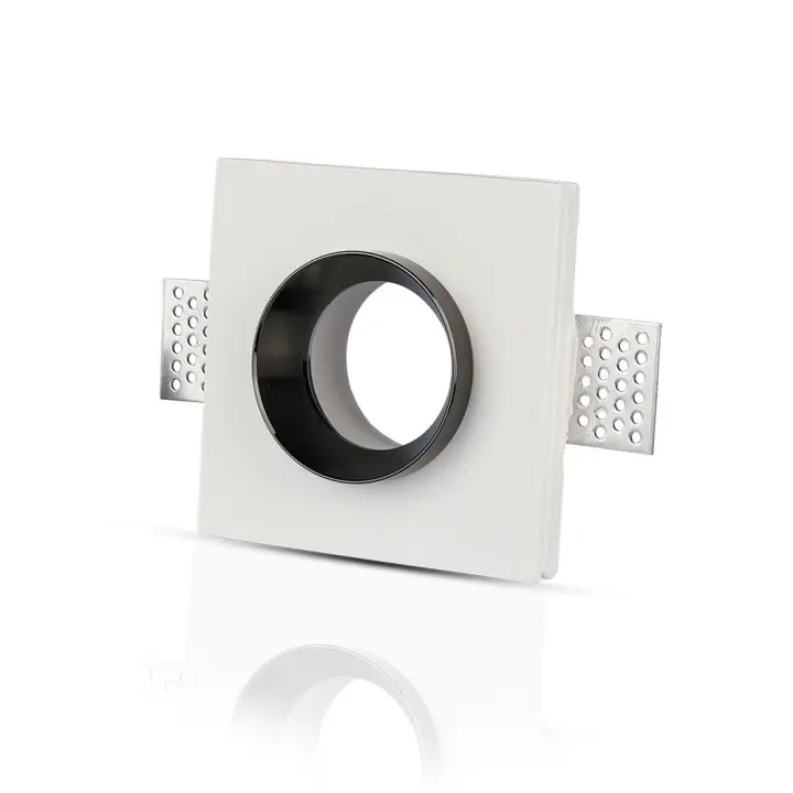Aro de Escayola GU10 para empotrar cuadrado metal Negro VT-866  VTAC - 1