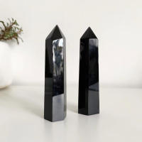 Torre De Obsidiana Natural 1pc Pulida Para Balancin De Círculos Y Hechicería Decoración De Hogar Para Equilibrio De Chakras Y Reiki - details 3