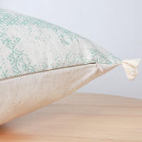 Funda De Cojín Decorativa Verde Con Estampado Geométrico Y Lazos Para Sofá Sala De Estar Dormitorio 100% Poliéster Lavable - details 13