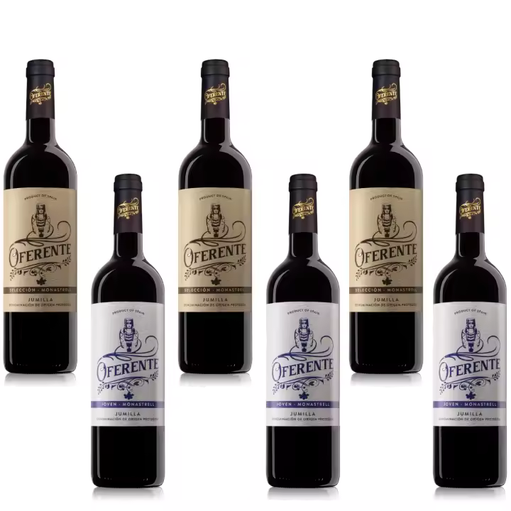OFERENTE - Vino Tinto Seleccion y Joven Santiago Apostol - Vino Tinto D.O Jumilla -Caja de Vino Tinto Selección y Joven - Vino Tinto Premium - Pack de Vinos Selección y Joven - Vino Tinto de Calidad - 6 Unidades de 750 ml - 1