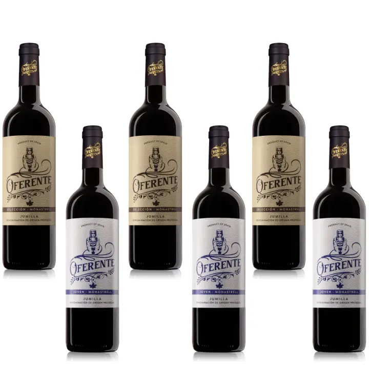 OFERENTE - Vino Tinto Seleccion y Joven Santiago Apostol - Vino Tinto D.O Jumilla -Caja de Vino Tinto Selección y Joven - Vino Tinto Premium - Pack de Vinos Selección y Joven - Vino Tinto de Calidad - 6 Unidades de 750 ml - 1