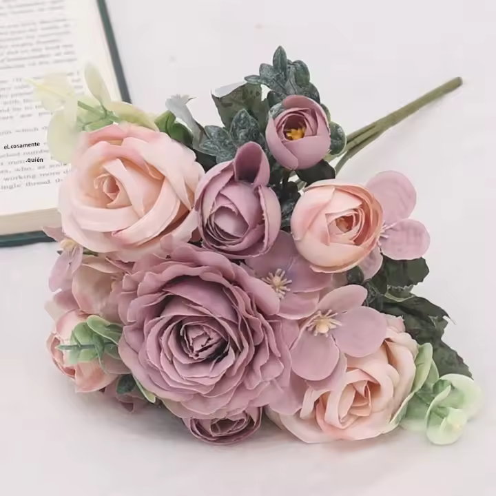 Bouquet De Flores Artificiales De Alta Calidad Rosa Y Hydrangea Decoraciones Para Bodas Hogar Navidad Plantas Falsas Para Jardín Accesorios De Fiesta - 1
