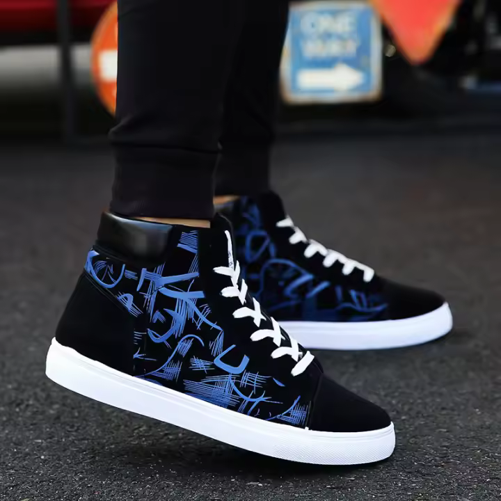 Zapatos De Lona Para Hombre Alta Top Antideslizantes Deportivos Casual Zapatillas De Caminar Al Aire Libre Tenis Estudiantes Nuevos - 1