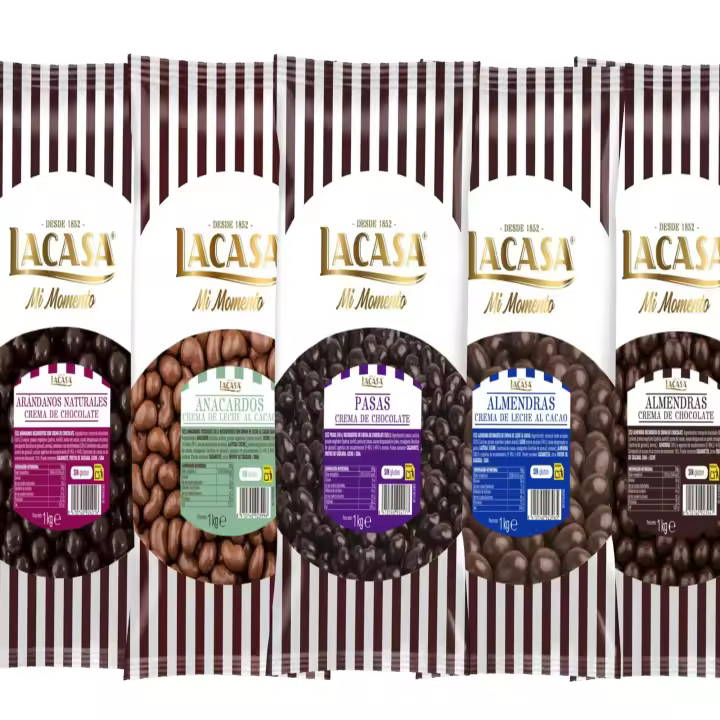 Lacasa pack 5kg deliciosas bolas de frutos secos con chocolate: Pasas de Corinto Negro,Almendra Negro,Almendra Leche,Anacardo leche,Arándanos Negro - 1