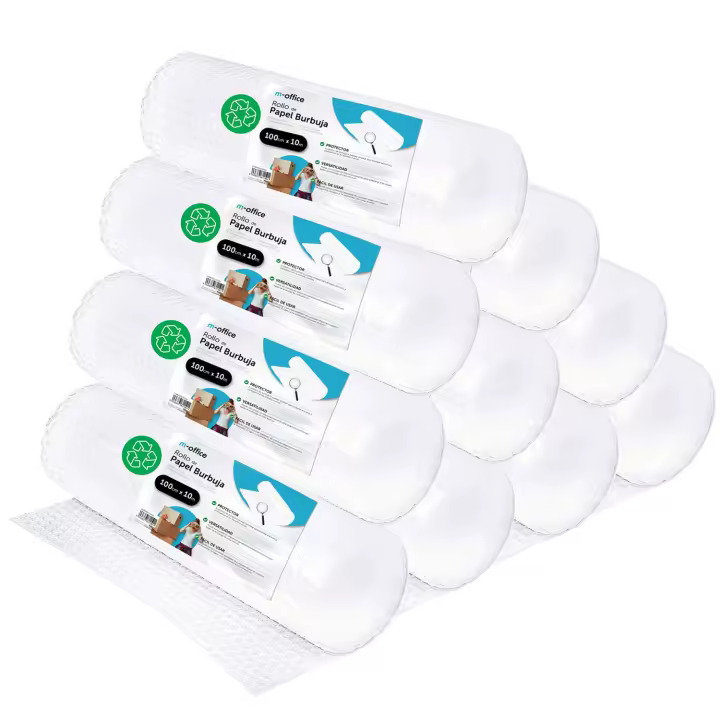 Rollo Plástico de Burbujas, Rollo de Burbujas Reciclado para Embalar, Plástico de Burbujas para Mudanzas, Embalajes y Cajas, Plástico de Burbujas para Embalaje · m-office (100cm x 10m, 10 und) - 1