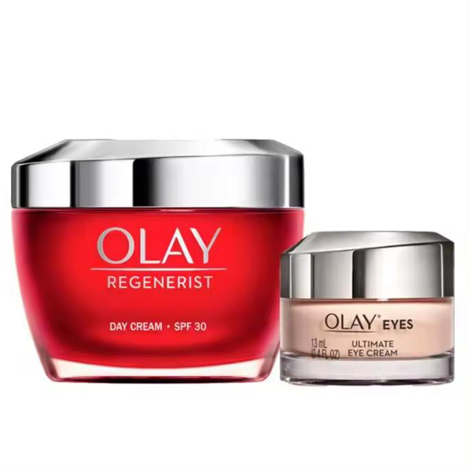 Olay | Regenerist Crema Hidratante Con SPF 30, Crema De Día Con Niacinamida Y Glicerina, Para Una Piel  Más Firme 50ml + Olay Eyes Ultimate Eye Cream Para Ojeras, Arrugas Y Bolsas, Tecnología 3-En-1, Anti-Edad, De Uso Diario - 1