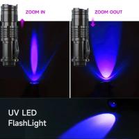 LápizLinterna UV Mini Luz Ultravioleta 395nm LED Torcha Zoom Detector De Monedas Para Rastros De Animales Caza - details 2