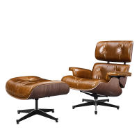 EU Stock TY330DE XL Classic Recliner Light Walnut Armchair With Bright Wax Skin Top Layer of Cowhide Lounge Chair Ergonomically Designed Premium Leisure Chair 360° Swivel for Home Theater Office Living Room Modern Leather Recliner Chair with Footrest - details 1
