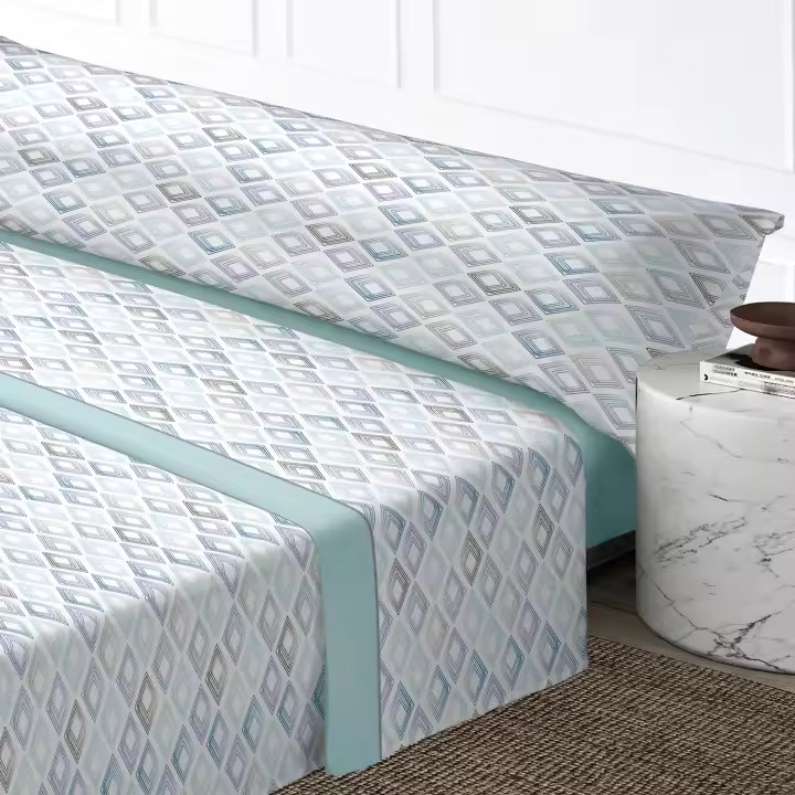 YUNIK HOME-  Juego Sábanas de Verano y Entretiempo 100% Poliéster, Juego de Sabanas Estampadas con Flores, Geométrico, Juego de 3 Piezas, Incluye Funda de Almohada + Encimera + Bajera Ajustable. - 1