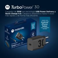 Motorola – Cargador carga rápida Turbopower 30W – Cargador rápido con tecnología USB-PD para teléfono móvil - Incluye cable 1m USB-A a USB-C - details 0
