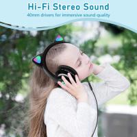 Auriculares para juegos con forma de oreja de gato, iluminación RGB, sonido de 7.1 canales, micrófono, conmutación multimodo, 8-40 horas de duración de la batería, cultivo secundario, juegos. Transpirable, baja latencia - details 2