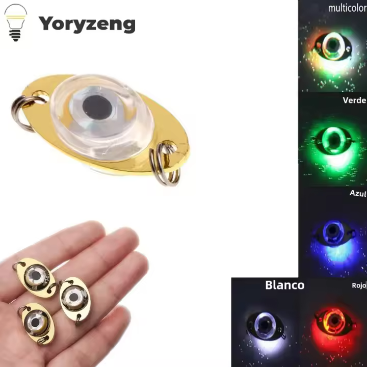 Luz LED Mini Lanzadora De Señal Para Pesca Submarina Forma De Ojo Doble Anillos Multicolor Verde Azul Rojo Blanco En Forma De Pez Para Pesca De Cala Profunda - 1
