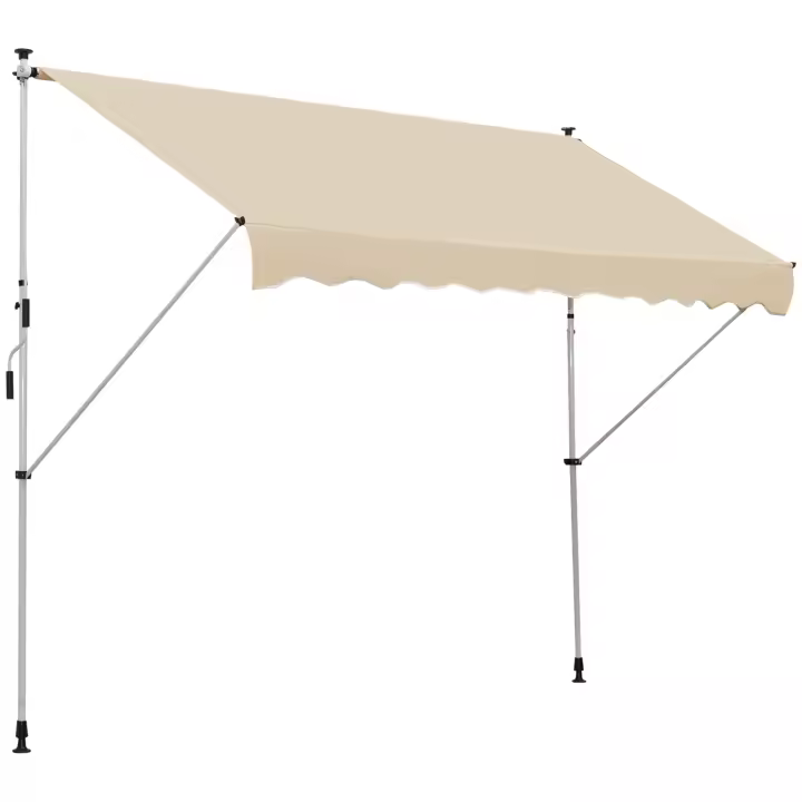 Outsunny Toldo Manual Retráctil para Exterior 300x150x170-280 cm Toldo Enrollable Altura Ajustable con Manivela Protección Solar para Terraza Balcón Jardín - 1