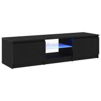 Mueble de TV vidaXL con luces LED, negro y roble, 140x40x35.5 cm, de madera - details 3