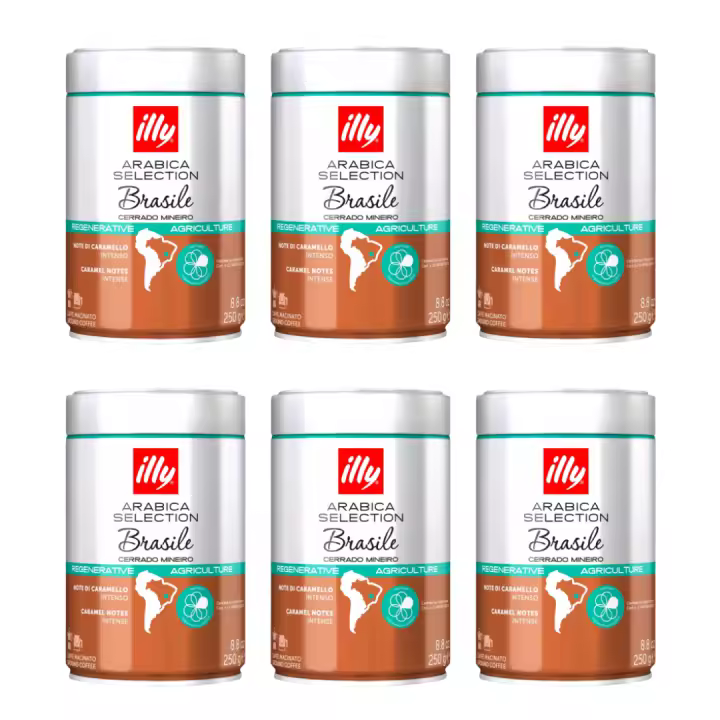 Pack 6 x Illy Café en Granos Brasil 250 gr 100% arábico - 1