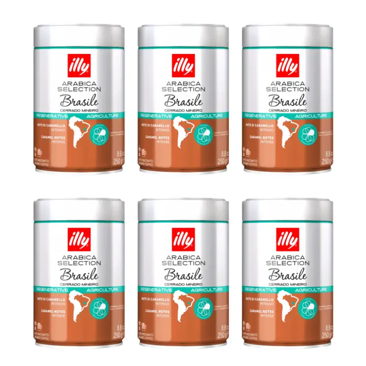 Pack 6 x Illy Café en Granos Brasil 250 gr 100% arábico - 1