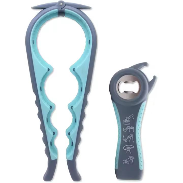 Abridor de botellas para Manos artríticas, abridor de frascos para personas Mayores, Niños, Mujeres y personas con Manos débilles, utensilios de cocina multibionales (02-Azul) - 1