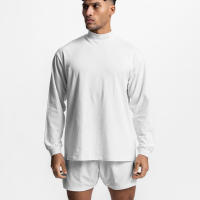 Camiseta De Manga Larga Para Hombre Sobredimensionada Cuello Alto Deportiva Algodón Suéter De Gimnasio Estilo Casual - details 8