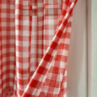 Cortinas Cortas De Rejilla Roja Clásica Con Volantes Para Cocina Y Dormitorio Voile Transparente Valance Para Ventanas Pequeñas Con Bolsa Para Cepillo - details 5