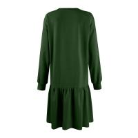 Vestido De Mujer Otoño Manga Larga Pullover Cuello Redondo Rib Knit Patchwork Suéter Cómodo Casual Mini Vestidos Estilo Vintage - details 33