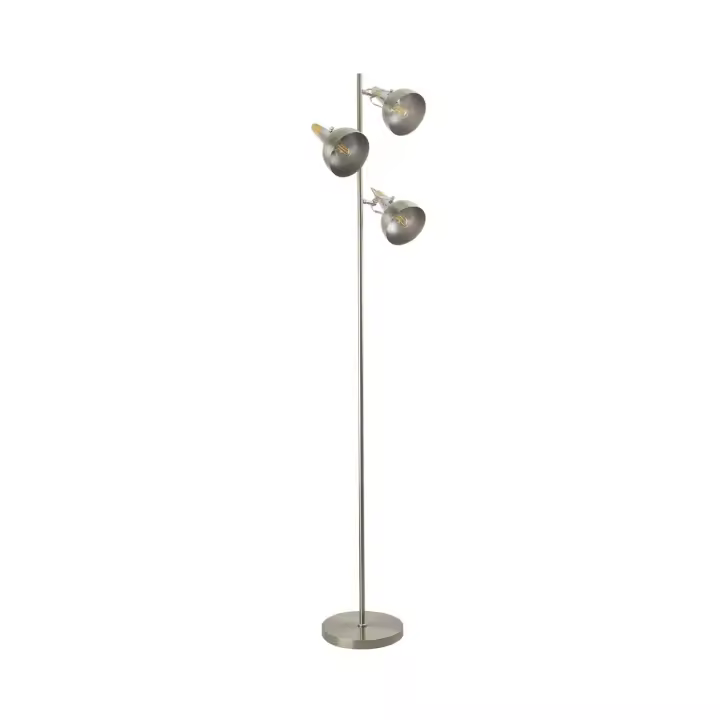 Ledkia Lámpara de Pie de Metal 3 Focos Plata Emer - 1