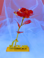 Regalo Creativo De Día De San Valentín Rosa De Oro 24K Duradera Decoración De Boda Iluminación De Flores Eterna Amarillo Y Rojo Para Aniversarios Cumpleaños Bodas - details 15
