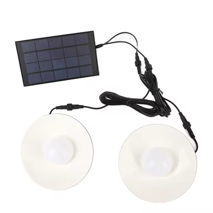 Luces Solares al Aire Libre IP65 impermeable Conservación de Energía 2 Cabezas control remoto infrarrojo lámpara Colgante solar para Jardines Blanco - 1