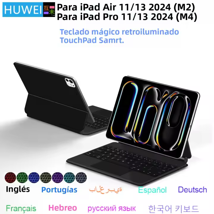 Teclado Mágico Con Iluminación Traslúcida Para iPad pro 11 13 2024 M4 Y iPad Air 11 13 Inch M2 Funda Inteligente Folio Compatibles - 1